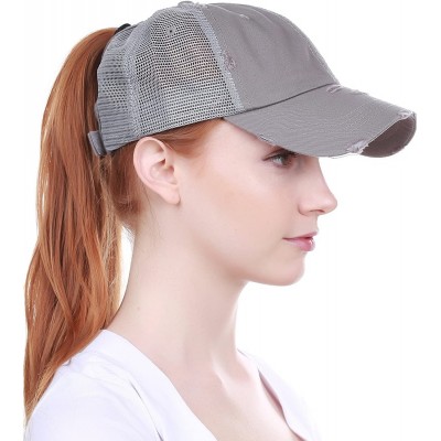 Baseball Caps Bad Hair Day Ponytail All Cotton Baseball Cap Comfy Sports Hat Daily Wear Messy High Bun Fits Everyone - CW18GL...