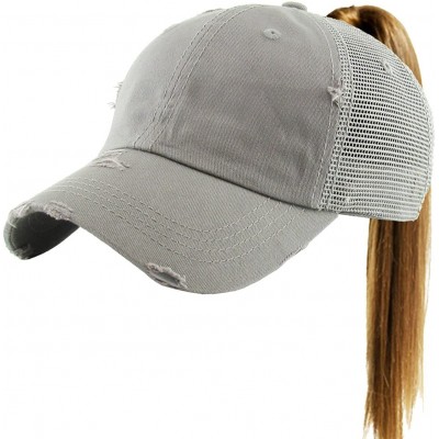 Baseball Caps Bad Hair Day Ponytail All Cotton Baseball Cap Comfy Sports Hat Daily Wear Messy High Bun Fits Everyone - CW18GL...