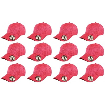Baseball Caps ( Pack of 12 ) Classic Premium Baseball Cap Adjustable Size Plain Hat Unisex - Hot Pink - CD1865O2KYN $76.17