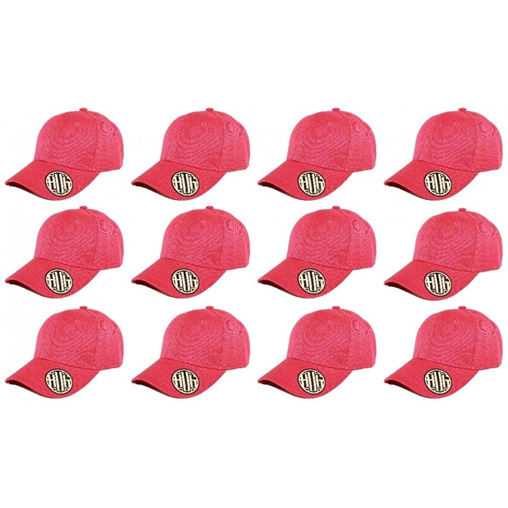 Baseball Caps ( Pack of 12 ) Classic Premium Baseball Cap Adjustable Size Plain Hat Unisex - Hot Pink - CD1865O2KYN $31.74