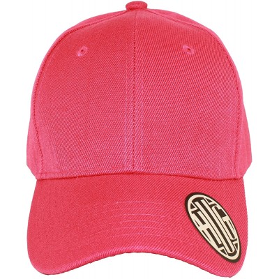 Baseball Caps ( Pack of 12 ) Classic Premium Baseball Cap Adjustable Size Plain Hat Unisex - Hot Pink - CD1865O2KYN $31.74