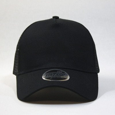 Baseball Caps Plain Two Tone Cotton Twill Mesh Adjustable Trucker Baseball Cap - Black B - CC12MO7L28H $11.59