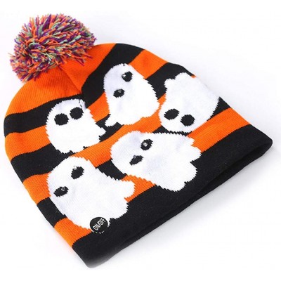 Skullies & Beanies Baby Winter Halloween Hat-Colorful Halloween Pumpkin LED Light-up Knit Hat Beanie Hairball Warm Cap Gifts ...