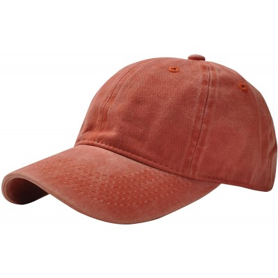 Baseball Caps Unisex Washed Twill Cotton Baseball Cap Vintage Adjustable Hat - Orange - C7189Z68Y9N $9.84