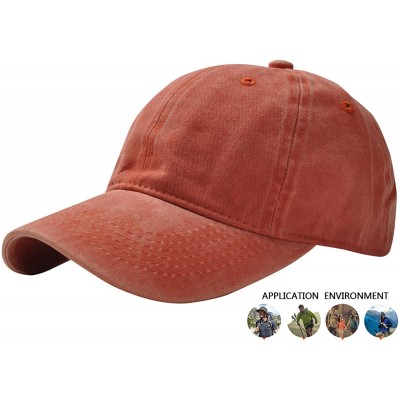 Baseball Caps Unisex Washed Twill Cotton Baseball Cap Vintage Adjustable Hat - Orange - C7189Z68Y9N $9.84