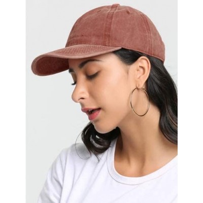 Baseball Caps Unisex Washed Twill Cotton Baseball Cap Vintage Adjustable Hat - Orange - C7189Z68Y9N $9.84