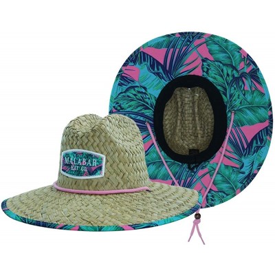 Sun Hats Woman's Sun Hat Straw Hat with Fabric Print Lifeguard Hat Great for Beach- Gardening- Boating- Pool- and Outdoor - C...