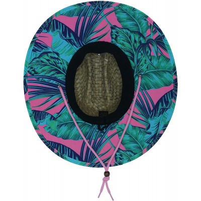 Sun Hats Woman's Sun Hat Straw Hat with Fabric Print Lifeguard Hat Great for Beach- Gardening- Boating- Pool- and Outdoor - C...