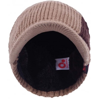 Visors Sports Winter Two Tone Visor Beanie with Bill Knit Hat with Brim Fleece Lined Ski Cap - Khaki - CB1895RI3R3 $32.54