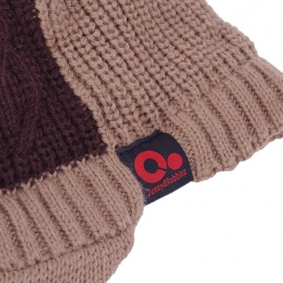 Visors Sports Winter Two Tone Visor Beanie with Bill Knit Hat with Brim Fleece Lined Ski Cap - Khaki - CB1895RI3R3 $17.55