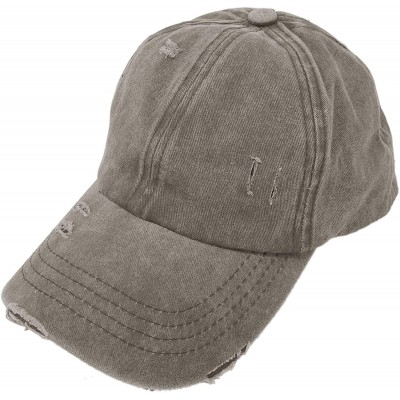 Baseball Caps Ponytail Ladder Messy Buns Ponycaps Baseball Visor Cap Dad Hat - Distressed Gray - CP1959LEURL $13.62