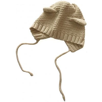 Skullies & Beanies Women Cat Ear Beanie Hat Wool Braided Knit Trendy Winter Warm Cap - Beige 1 - CH18A9NTXN3 $15.35