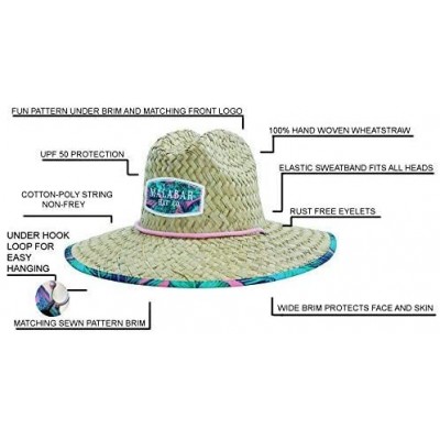 Sun Hats Woman's Sun Hat Straw Hat with Fabric Print Lifeguard Hat Great for Beach- Gardening- Boating- Pool- and Outdoor - C...