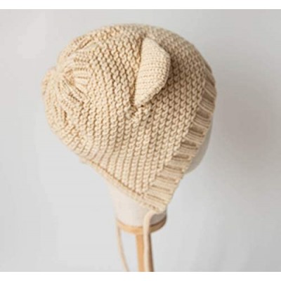 Skullies & Beanies Women Cat Ear Beanie Hat Wool Braided Knit Trendy Winter Warm Cap - Beige 1 - CH18A9NTXN3 $15.35