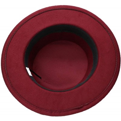 Fedoras Women Men Vintage 100% Wool Wide Brim Bowler Hat Skull Bead Leather Band (57cm/Adjust) - Black - CG18ME9WTGD $37.84