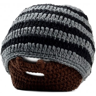 Skullies & Beanies Unisex Funny Wind Detachable Beard Hand-Knit Hat - F - CC12MFZDZUV $14.45