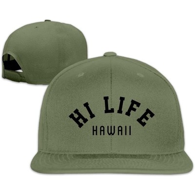 Sun Hats Hawaii Hi Life Design Snapback Hip Hop Flat Bill Baseball Caps For Men Women - Forestgreen - CL1879TLNXY $21.62