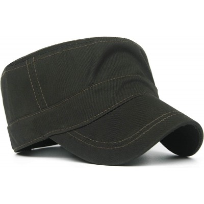 Baseball Caps Cotton Cadet Cap Army Military Caps Flat Hats Unique Design Big Head - Style05-green - CJ18USDD2I4 $11.62