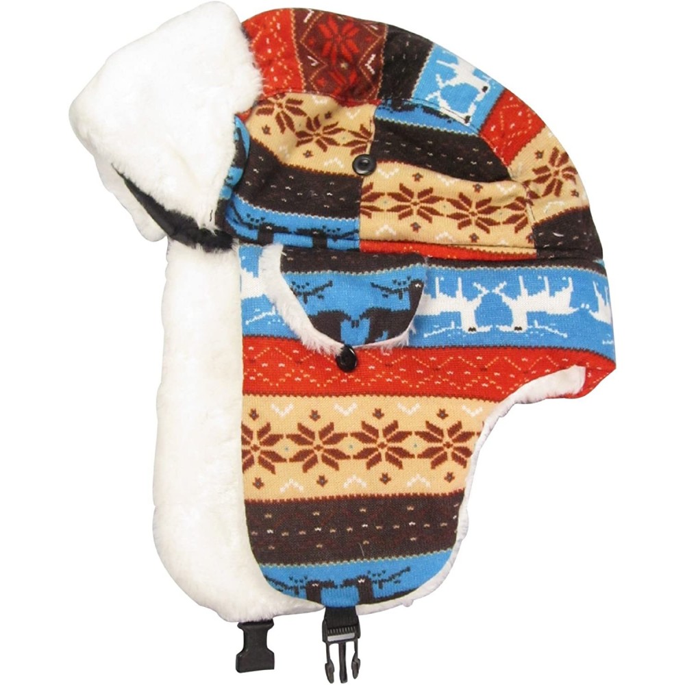 Bomber Hats Adult Fun Printed Trapper Winter Hat-Deer Design (One Size-) - Sky Blue - CQ1296KYYQR $24.12