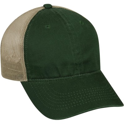 Baseball Caps Garment Washed Meshback Cap - Dark Green/Tan - CU11IDG7N69 $13.39