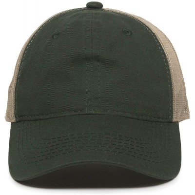 Baseball Caps Garment Washed Meshback Cap - Dark Green/Tan - CU11IDG7N69 $13.39