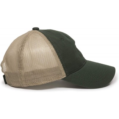 Baseball Caps Garment Washed Meshback Cap - Dark Green/Tan - CU11IDG7N69 $13.39