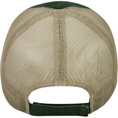 Baseball Caps Garment Washed Meshback Cap - Dark Green/Tan - CU11IDG7N69 $13.39