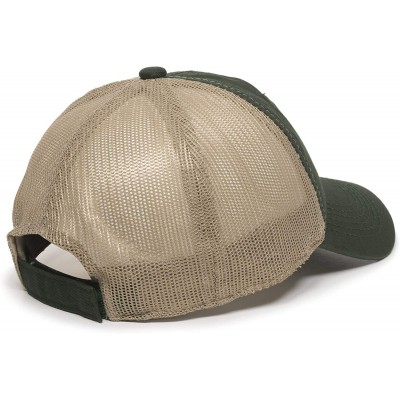 Baseball Caps Garment Washed Meshback Cap - Dark Green/Tan - CU11IDG7N69 $13.39