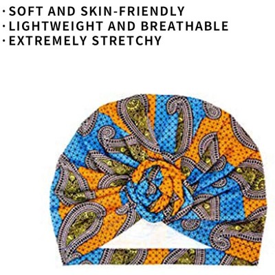 Skullies & Beanies 1Pack/2Packs Turbans for Women African Pattern Cotton Knotted Headwrap Chemo Cap Hair Loss Pre-Tied Bonnet...