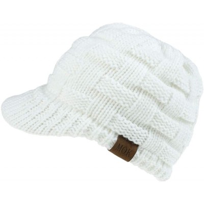 Skullies & Beanies Ponytail Cap with Drop Down Ear Warmer- Slouchy Knitted Beanie Hat for Women - White - CY18YKYDLIY $10.55