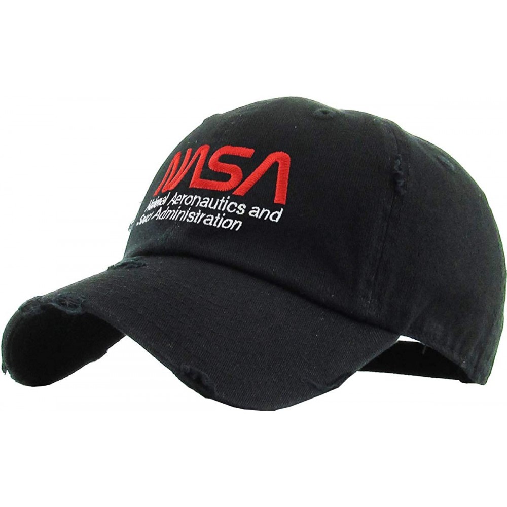 Baseball Caps Vintage NASA Insignia Dad Hat Collection Baseball Cap Polo Style Adjustable Worm - (1.5) Black Nasa Vintage - C...