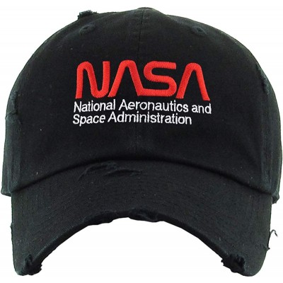 Baseball Caps Vintage NASA Insignia Dad Hat Collection Baseball Cap Polo Style Adjustable Worm - (1.5) Black Nasa Vintage - C...