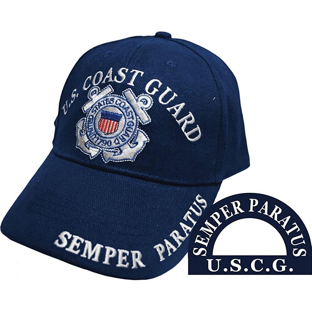 Baseball Caps U.S. Coast Guard Semper Paratus Hat Navy Blue - CX115VNVID1 $14.27