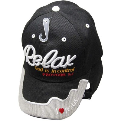 Baseball Caps Relax God is in Control Christian Black Embroidered Cap Hat 815 - CZ18L7UETKM $8.52