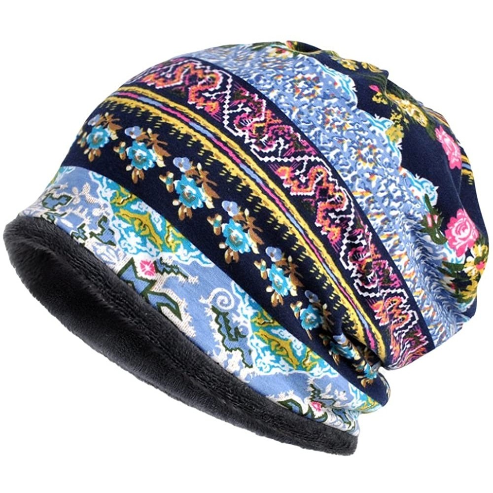 Skullies & Beanies Women's Baggy Slouchy Beanie Chemo Hat Cap Scarf - Thick-blue - CR188EK4DTT $9.31