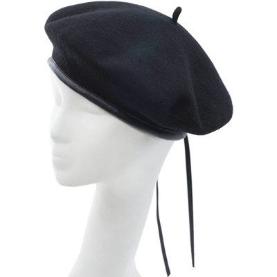 Berets Women's Adjustable Solid Color Wool Artist French Beret Hat - Black - C8196SOWRA0 $9.72