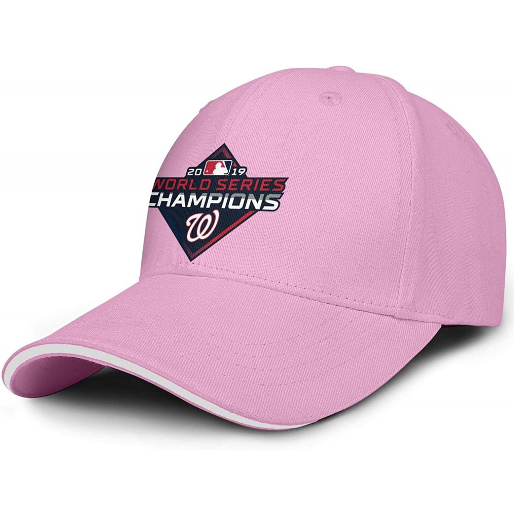 Baseball Caps Men's Women's 2019-world-series-baseball-championships-w-logo-Nats Cap Printed Hats Workout Caps - Pink-2 - C71...