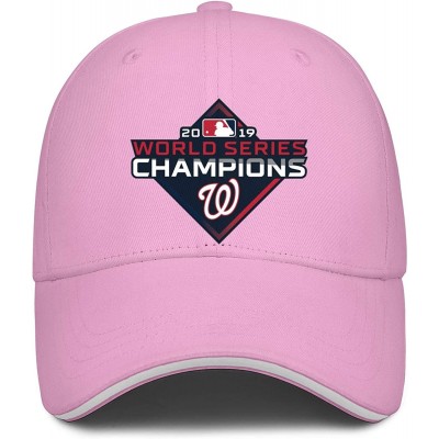 Baseball Caps Men's Women's 2019-world-series-baseball-championships-w-logo-Nats Cap Printed Hats Workout Caps - Pink-2 - C71...