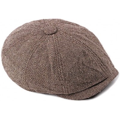 Newsboy Caps Men's Cotton-Newsboy Hats Striped Vintage-Gatsby Octagonal-Driving Hunting Beret - Coffee - CA18L2ZGXRY $9.93