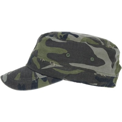 Baseball Caps Cadet Cap Camouflage Twill Cotton Distressed Washed Hat KR4303 - Olive - CG12FD17FLT $16.83