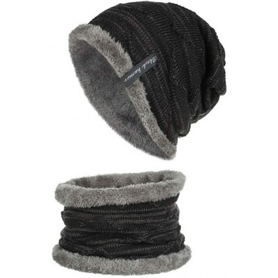 Skullies & Beanies Men Women Winter Warm Stretchy Beanie Skull Slouchy Cap Hat Fleece Lined - Black-b - CI192TNDWC4 $27.57