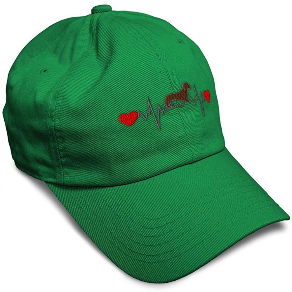 Baseball Caps Soft Baseball Cap Dog Dachshund Lifeline B Embroidery Dad Hats for Men & Women - Kelly Green - CO18TK0NLXD $12.31