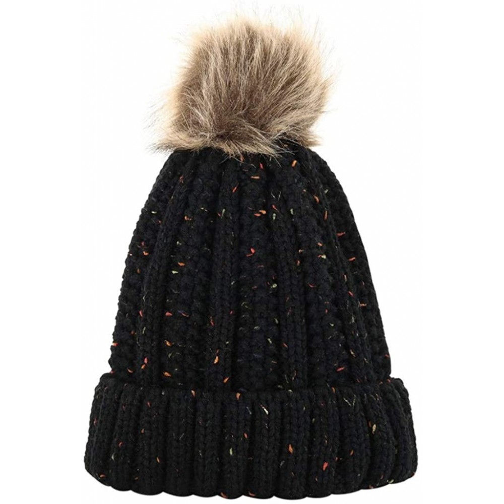 Skullies & Beanies Womens Winter Beanie Hat- Warm Cuff Cable Knitted Soft Ski Cap with Pom Pom for Girls - I - CR18ADUD8MA $9.76
