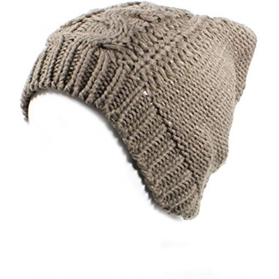 Skullies & Beanies an Unisex Fall Winter Beanie Hat Cable Knit Patterns Urban Wear Men Women - Taupe - CZ126SMV329 $9.12