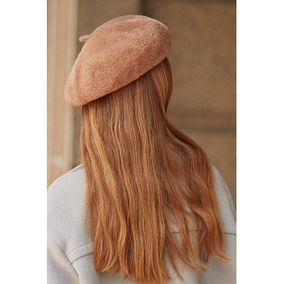 Skullies & Beanies Berets for Women Hat Velvet Adjustable Thick French Style - Brown - C018I2USW9G $15.71