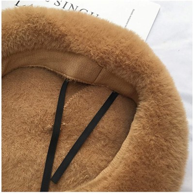 Skullies & Beanies Berets for Women Hat Velvet Adjustable Thick French Style - Brown - C018I2USW9G $15.71