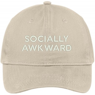 Baseball Caps Socially Awkward Embroidered Brushed Cotton Adjustable Cap Dad Hat - Stone - C712MS0EQID $21.31