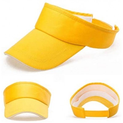 Sun Hats Men Women Summer Visor Sun Plain Hat Cap Sun Hat - Yellow - CO18QHHY4EI $7.83