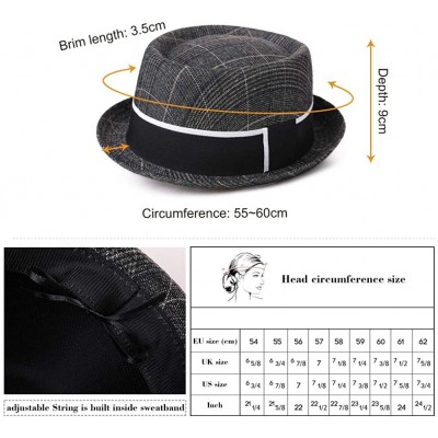 Fedoras 1920/1950 Wool Felt Homburg Gangster Fedora Manhattan Derby Hat Unisex 55-59CM - 99758_grey Grid - CS18K7QNM5C $52.81