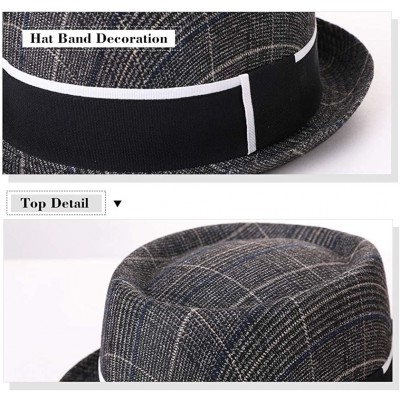 Fedoras 1920/1950 Wool Felt Homburg Gangster Fedora Manhattan Derby Hat Unisex 55-59CM - 99758_grey Grid - CS18K7QNM5C $52.81